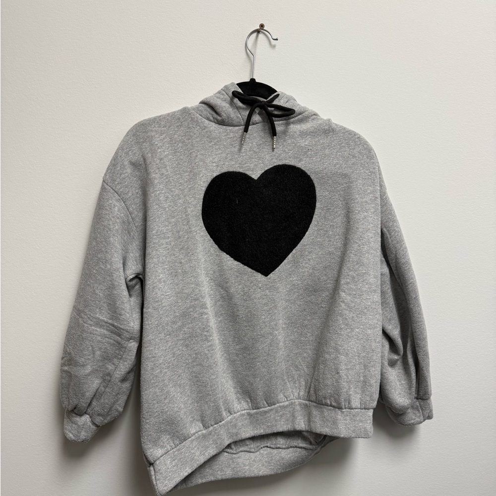 Source Unknown Gray Hoodie with Black Heart